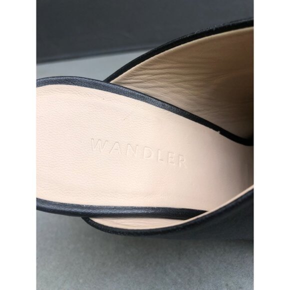 WANDLER woman's black leather Mules heels clogs size 38.5 - Picture 8 of 11
